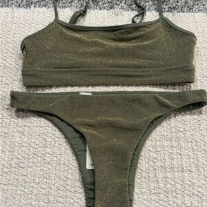 NWT Aerie Sparkly Olive Bikini